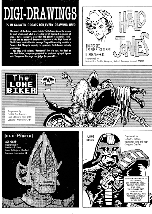 various 2000AD characters produced using contemporary computer art programs